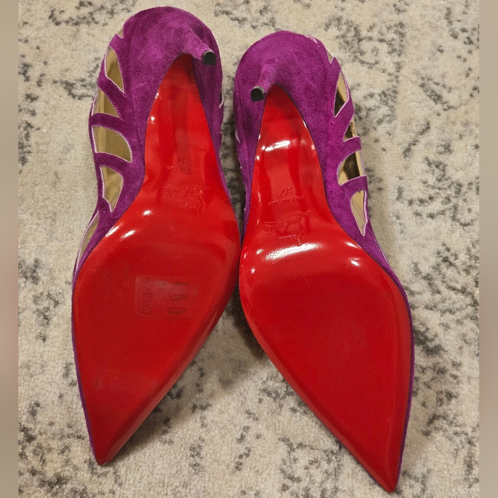 New Christian Louboutin Pumps Purple Stiletto Heels In Size 37 - Picture 8 of 11
